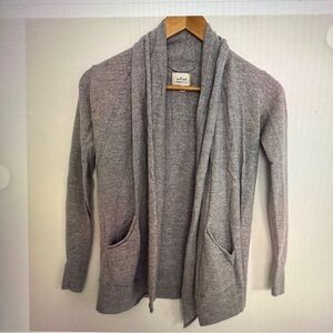Wilfred Woman Light Gray Wool Pockets Open Wrap Cardigan Sweater Size XS